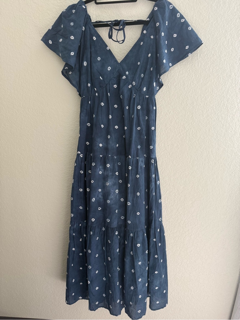 Madewell Indigo Tiered Maxi Dress with V-Neck